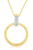 ESTATE .03CT DIAMOND 14KT YELLOW GOLD CLASSIC OPEN CIRCULAR FUN FLOATING PENDANT