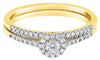 .32CT DIAMOND 14KT YELLOW GOLD ROUND CLASSIC FLOWER ENGAGEMENT WEDDING RING SET