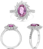 WIDE 2.67CT DIAMOND & AAA PINK SAPPHIRE PLATINUM 3D OVAL PEAR SHAPE & ROUND RING