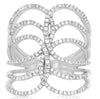ESTATE LARGE .75CT DIAMOND 14KT WHITE GOLD MULTI ROW CRISS CROSS SWIRL FUN RING