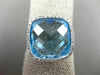 ESTATE LARGE 5.42CT DIAMOND & AAA BLUE TOPAZ 14K WHITE GOLD SQUARE FILIGREE RING