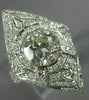 EXTRA LARGE 2.61CT OLD MINE DIAMOND 18K WHITE GOLD 3D FILIGREE ENGAGEMENT RING