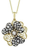 2.04CT DIAMOND & WHITE TOPAZ 14KT YELLOW BLACK GOLD MULTI HEART FLOATING PENDANT