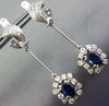 ANTIQUE 2.54CT DIAMOND & AAA SAPPHIRE 18KT WHITE GOLD 3D FLOWER HANGING EARRINGS