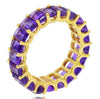5.93CT AAA AMETHYST 14KT YELLOW GOLD EMERALD CUT SHARED PRONG ETERNITY FUN RING
