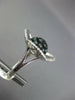 LARGE 1.25CT WHITE & BLUE DIAMOND 14KT WHITE GOLD 4 LEAF CLOVER FLOWER LOVE RING