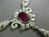 ANTIQUE LARGE 9.90CT DIAMOND & AAA RUBY 18K WHITE GOLD 3D LARIAT TENNIS NECKLACE