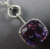 LARGE 10.06CT DIAMOND & AAA AMETHYST 14KT WHITE GOLD 3D CUSHION & ROUND PENDANT