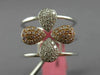ESTATE WIDE .40CT WHITE & PINK DIAMOND 18KT WHITE & ROSE GOLD 4 LEAF FLOWER RING