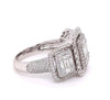 WIDE 2.65CT DIAMOND 18KT WHITE GOLD 3D ROUND & BAGUETTE CLUSTER ANNIVERSARY RING