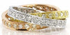 1.88CT DIAMOND 18KT TRI COLOR GOLD 3D CLASSIC TRINITY WEDDING ANNIVERSARY RING