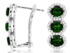 2.98CT DIAMOND & AAA RUSSALITE 14KT WHITE GOLD 3 STONE CLIP ON HANGING EARRINGS