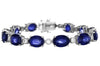 LARGE 35.92CT DIAMOND & AAA SAPPHIRE 18K WHITE GOLD OVAL & ROUND TENNIS BRACELET