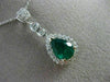 ANTIQUE 1.31CT DIAMOND & COLOMBIAN EMERALD 14KT WHITE GOLD PEAR PENDANT #21007