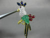 ANTIQUE LARGE 2.75CT MULTI GEM 18KT TWO TONE GOLD 3D HAPPY PARROT BROOCH PIN