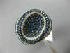 ESTATE WIDE 2.56CT DIAMOND & AAA SAPPHIRE 14K WHITE GOLD 3D OVAL MICRO PAVE RING