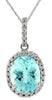 3.28CT DIAMOND & AAA BLUE TOPAZ 14K WHITE GOLD OVAL & ROUND CLASSIC HALO PENDANT