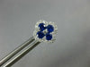 ESTATE 1.05CT DIAMOND & AAA SAPPHIRE 18KT WHITE GOLD FLOWER SQUARE STUD EARRINGS