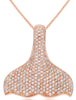 LARGE 1.05CT DIAMOND 14KT ROSE GOLD 3D MULTI ROW STINGRAY FUN FLOATING PENDANT