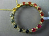 ESTATE LARGE 1.20CT MULTI COLOR SAPPHIRE 14KT YELLOW GOLD CIRCLE OF LIFE PENDANT