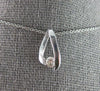 ESTATE .25CT DIAMOND 14K WHITE GOLD 3D CLASSIC SOLITAIRE LOVE FLOATING PENDANT