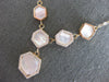 LARGE AAA MOTHER OF PEARL 14KT ROSE GOLD 3D MULTI HEXAGON FUN LARIAT NECKLACE