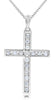 ESTATE .56CT DIAMOND 14K WHITE GOLD ROUND CLASSIC CHANNEL CROSS FLOATING PENDANT
