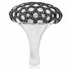 EXTRA LARGE 7.35CT WHITE & BLACK DIAMOND 18K WHITE GOLD CIRCULAR DOME SHAPE RING