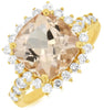 LARGE 4.35CT DIAMOND & AAA MORGANITE 14K YELLOW GOLD CUSHION & ROUND SQUARE RING