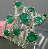 ESTATE 1.66CT DIAMOND & AAA EMERALD 18KT WHITE GOLD MULTI ROW CRISS CROSS RING