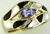 .41CT DIAMOND & TANZANITE ONYX & MOTHER OF PEARL 14KT YELLOW GOLD 3D FUN RING