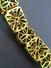 ANTIQUE WIDE 11.50CT DIAMOND & AAA EMERALD 14K YELLOW GOLD & SILVER BANGLE 23425