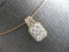 LARGE 1.09CT DIAMOND 18K ROSE GOLD 3D ROUND CLUSTER RECTANGULAR FLOATING PENDANT