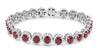 LARGE 13.63CT DIAMOND & AAA RUBY 18KT WHITE GOLD 3D ROUND HALO TENNIS BRACELET