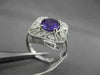ANTIQUE LARGE 2.48CT DIAMOND & AAA AMETHYST 14KT WHITE GOLD FILIGREE FLORAL RING