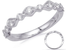 .31CT DIAMOND 14KT WHITE GOLD CLASSIC 9 STONE MULTI LEAF FILIGREE MILGRAIN RING