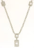 2.2CT DIAMOND 14KT WHITE GOLD ROUND & BAGUETTE SQUARE HALO BY THE YARD NECKLACE