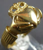 ESTATE LARGE 14KT YELLOW GOLD 3D CLASSIC IRISH CLADDAGH LOVE RING