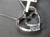 LARGE .25CT DIAMOND 14K WHITE GOLD 3D 3 STONE DOUBLE HEART LOVE FLOATING PENDANT