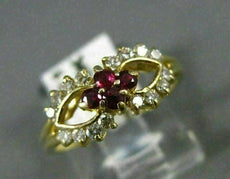 ANTIQUE .50CT DIAMOND & AAA RUBY 14KT YELLOW GOLD LOVE KNOT FILIGREE RING #21314