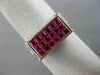 2.22CT DIAMOND & AAA PINK RUBY 18KT WHITE GOLD 3D RECTANGULAR INVISIBLE FUN RING