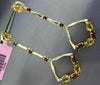 LARGE 2.7CT DIAMOND & AAA CITRINE GARNET 14K YELLOW GOLD SQUARE HANGING EARRINGS