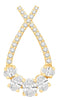 .46CT DIAMOND 14KT YELLOW GOLD 3D ROUND & OVAL TEAR DROP LOVE FLOATING PENDANT