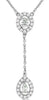 .36CT DIAMOND 14KT WHITE GOLD ROUND & PEAR SHAPE TEAR DROP LARIAT LOVE NECKLACE