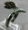 ESTATE LARGE .24CT MULTI COLOR DIAMOND & AAA RUBY 18KT BLACK GOLD SNAKE FUN RING