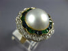 ANTIQUE LARGE DIAMOND AAA PEARL EMERALD SAPPHIRE 14KT GOLD BALLERINA RING #1873