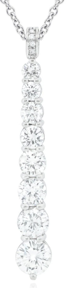 5.82CT DIAMOND 18K WHITE GOLD ROUND JOURNEY GRADUATING BAR LOVE FLOATING PENDANT