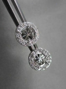 ANTIQUE .54CT 3D ROUND DIAMOND FILIGREE 14KT WHITE GOLD EARRINGS JACKET SETTINGS