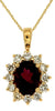 2.03CT DIAMOND & AAA RHODOLITE 14KT YELLOW GOLD 3D OVAL & ROUND FLOWER PENDANT