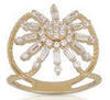 WIDE .72CT DIAMOND 14K YELLOW GOLD 3D ROUND & BAGUETTE FLOWER LOVE KNOT FUN RING